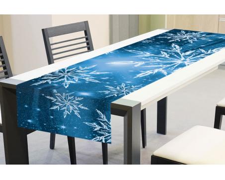 Ubrusy - Běhoun na stůl Sněhové vločky 40 x 140 cm modrý
