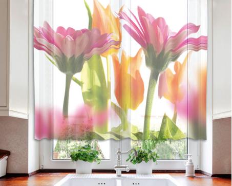 Hotové záclony DIMEX - kusová záclona Jarní květiny 140 x 120 cm