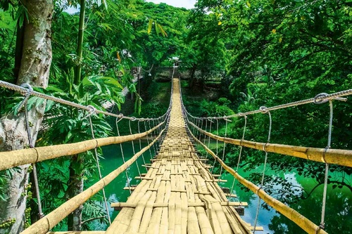 Vliesová fototapeta Bambusový závěsný most 375 x 250 cm