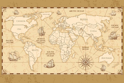 Vliesová fototapeta Vintage mapa světa 375 x 250 cm