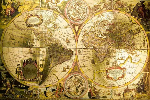 Vliesová fototapeta Starožitná mapa světa 375 x 250 cm