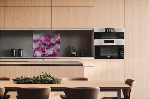 Dibond deska za kuchyňskou linku Abstraktní fialová malba - 60x60 cm LEPIDLO ZDARMA